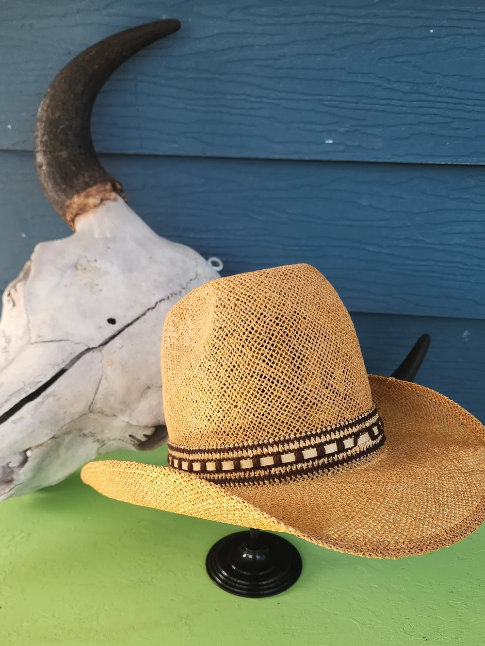 Vintage Bailey New West U-Rollit Straw Cowboy Hat Western Size 7 1/4